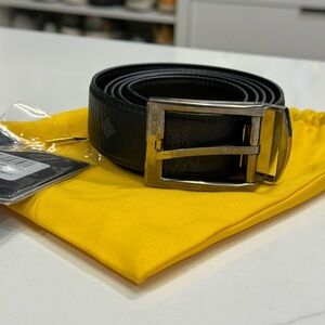 MCM Black AREN Men's Black Leather Reversible  Belt